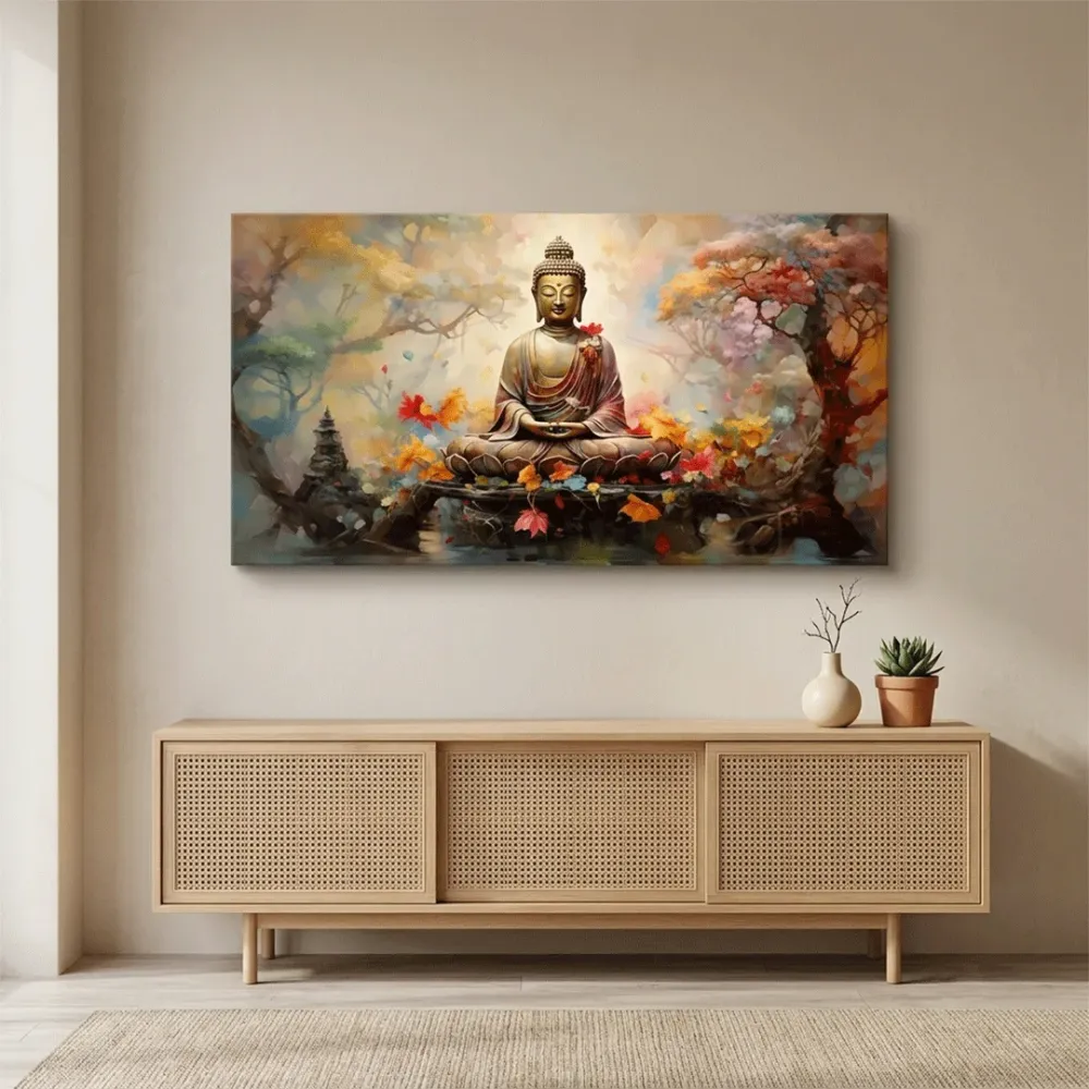 Meditative Bliss Amidst Majestic Scenery Canvas Paintings With Frame