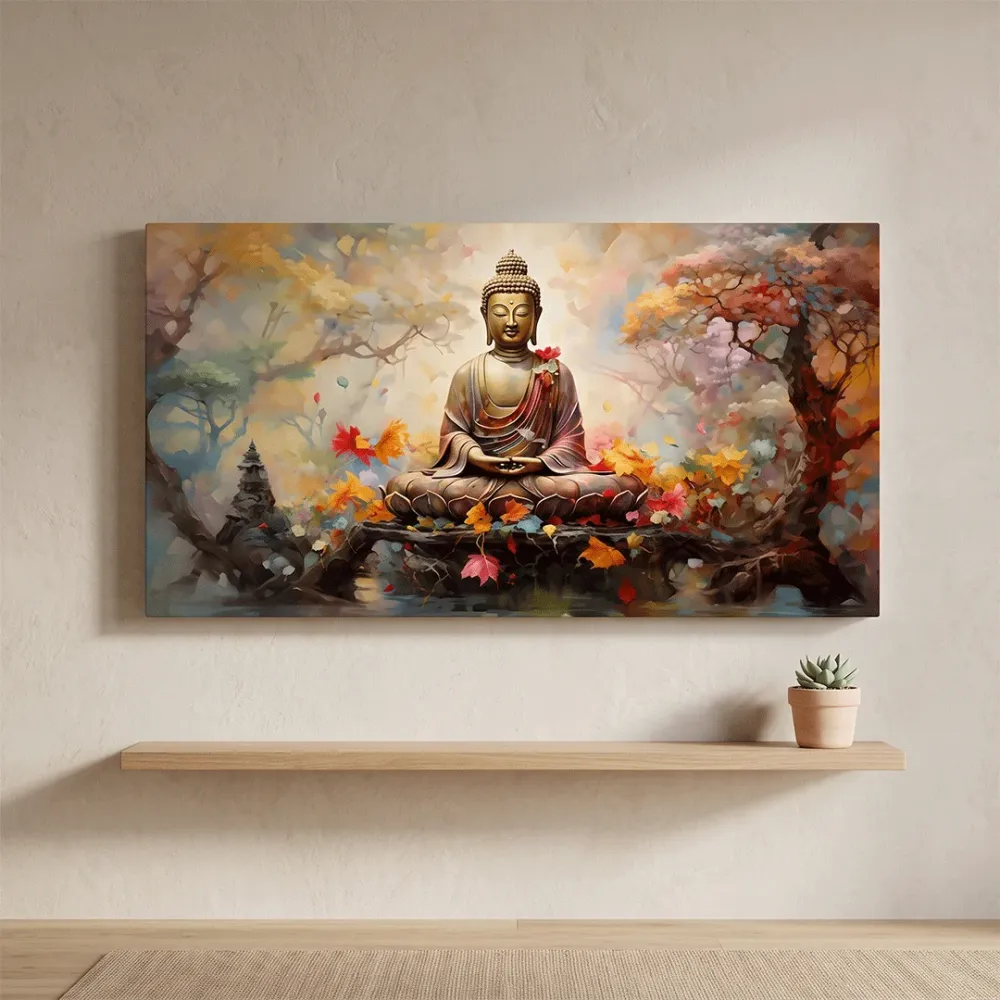 Meditative Bliss Amidst Majestic Scenery Canvas Paintings With Frame