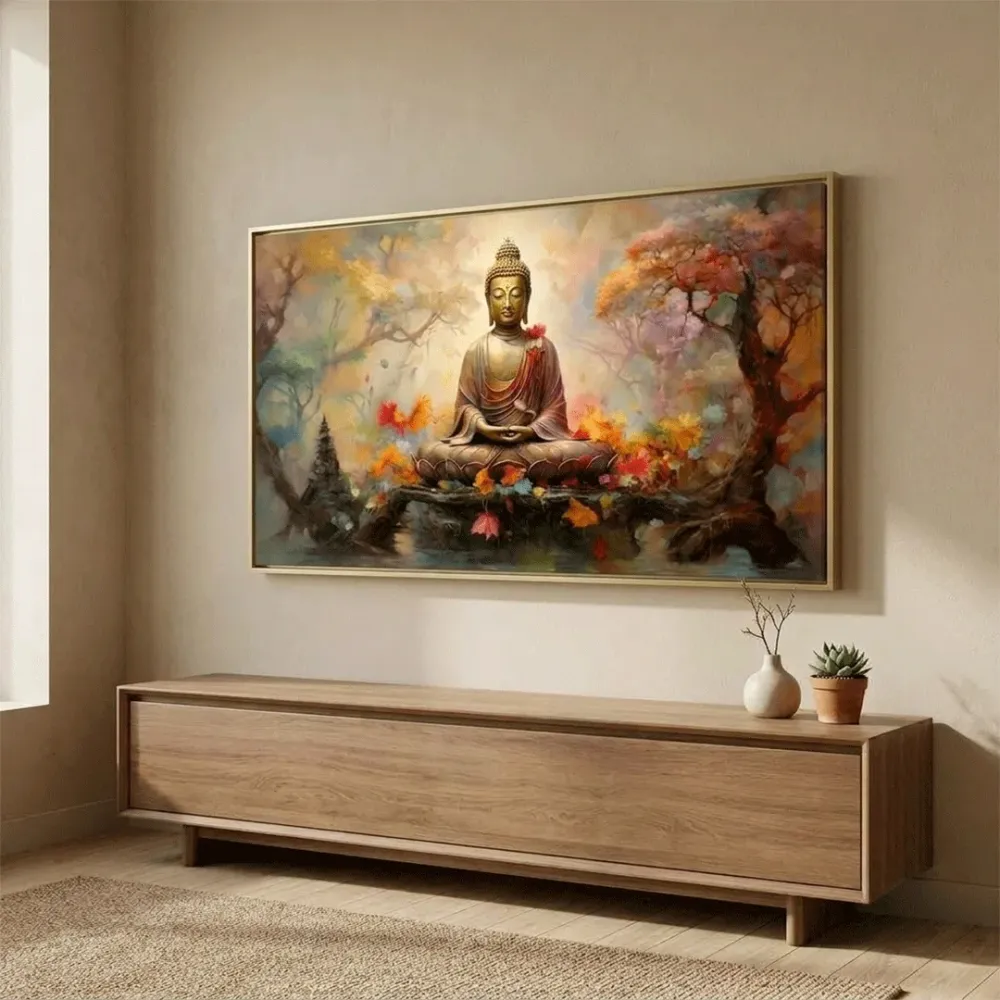 Meditative Bliss Amidst Majestic Scenery Canvas Paintings With Frame
