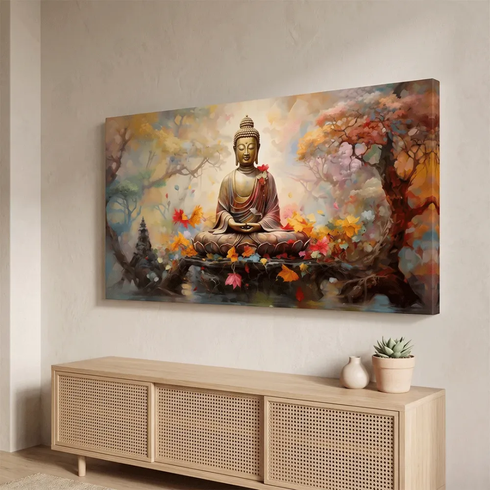 Meditative Bliss Amidst Majestic Scenery Canvas Paintings With Frame