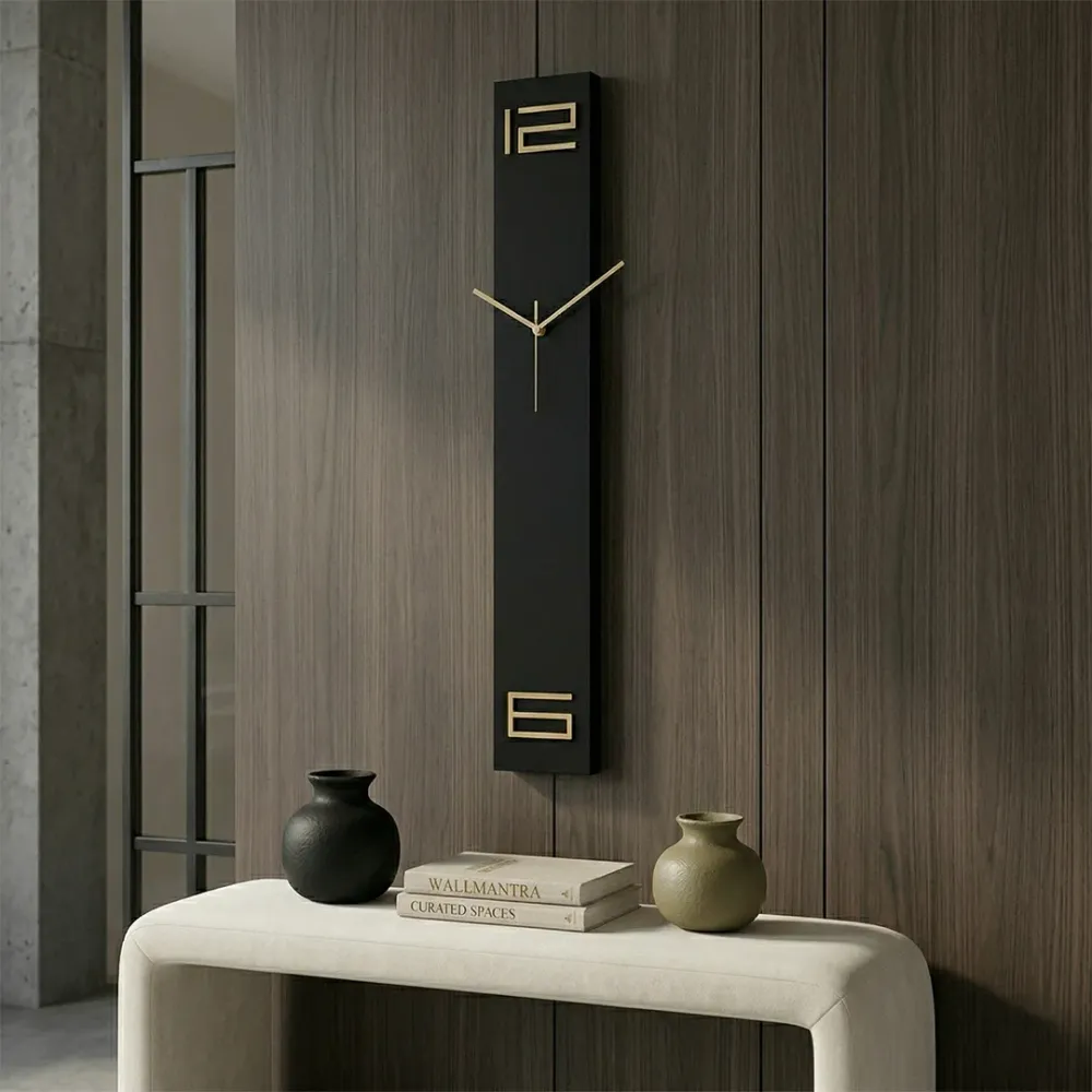 Minimalist Vertical Metal Wall Clock 