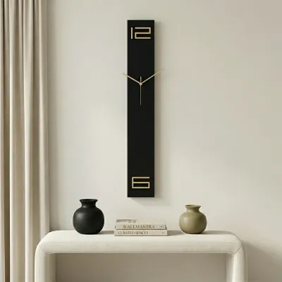 Minimalist Vertical Metal Wall Clock