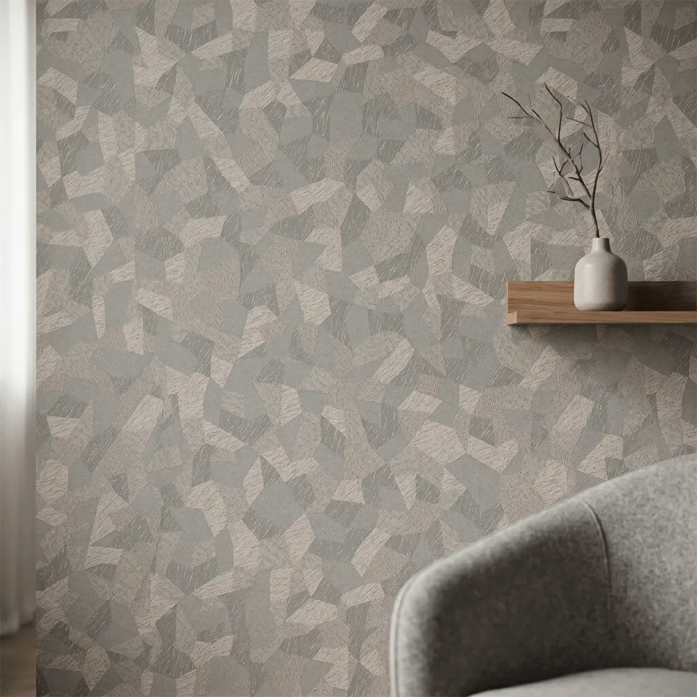 Mist Blue Facet Geometric Texture Wallpaper