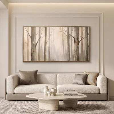 Misty Forest Canvas Painting | Luxury Nature Wall Art | 48 × 24 Inches