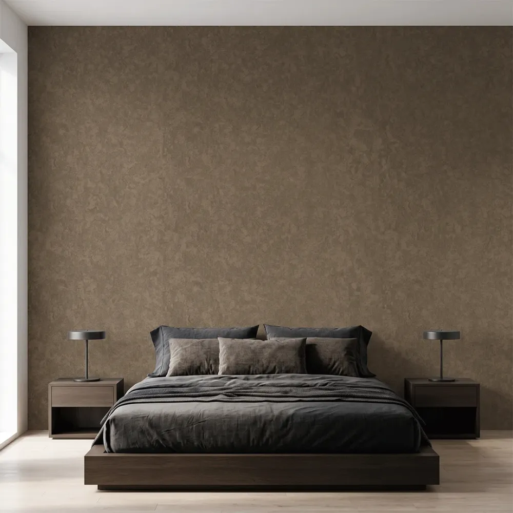 Mocha Brown Textured Wallpaper | Distressed Stone Effect Wall Covering