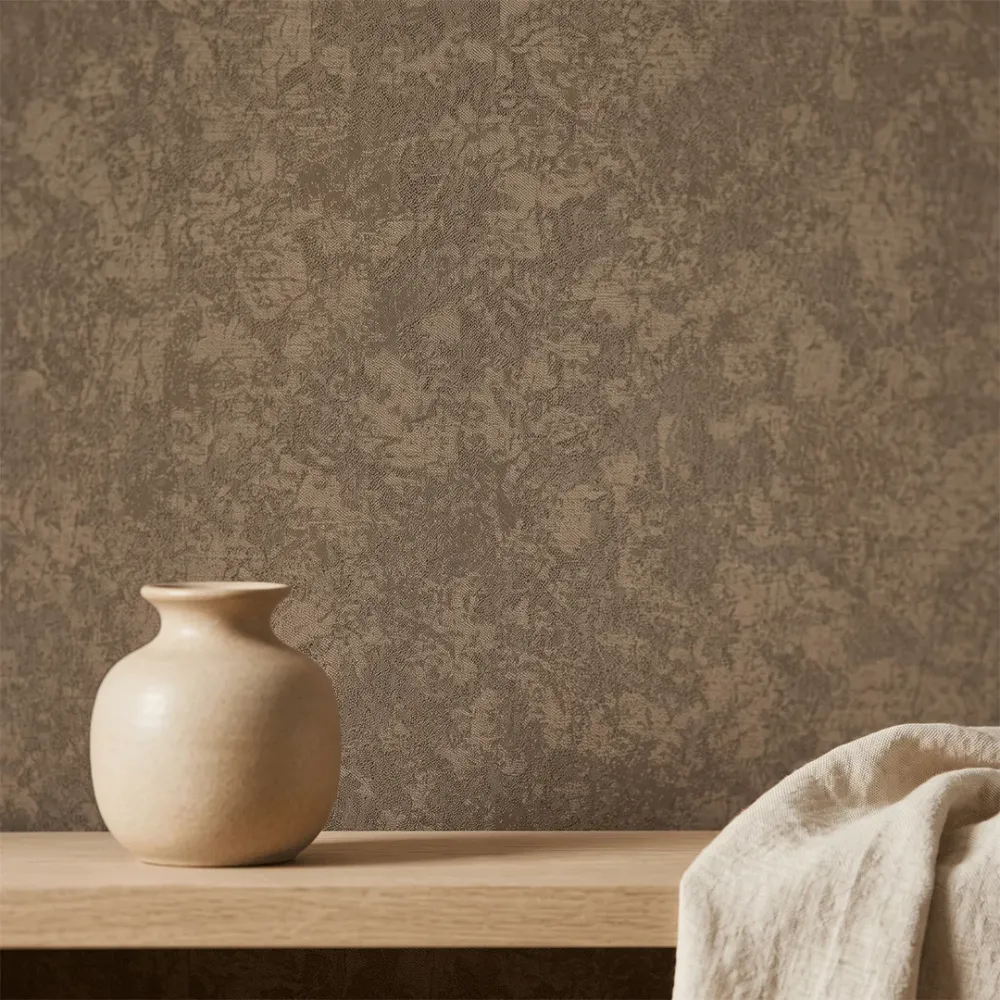 Mocha Brown Textured Wallpaper | Distressed Stone Effect Wall Covering