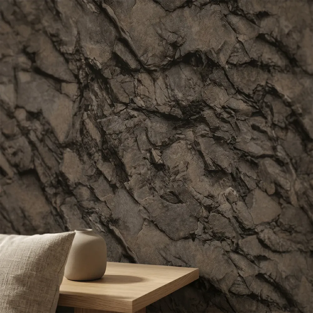 Mocha Slate Cliff Stone Wallpaper