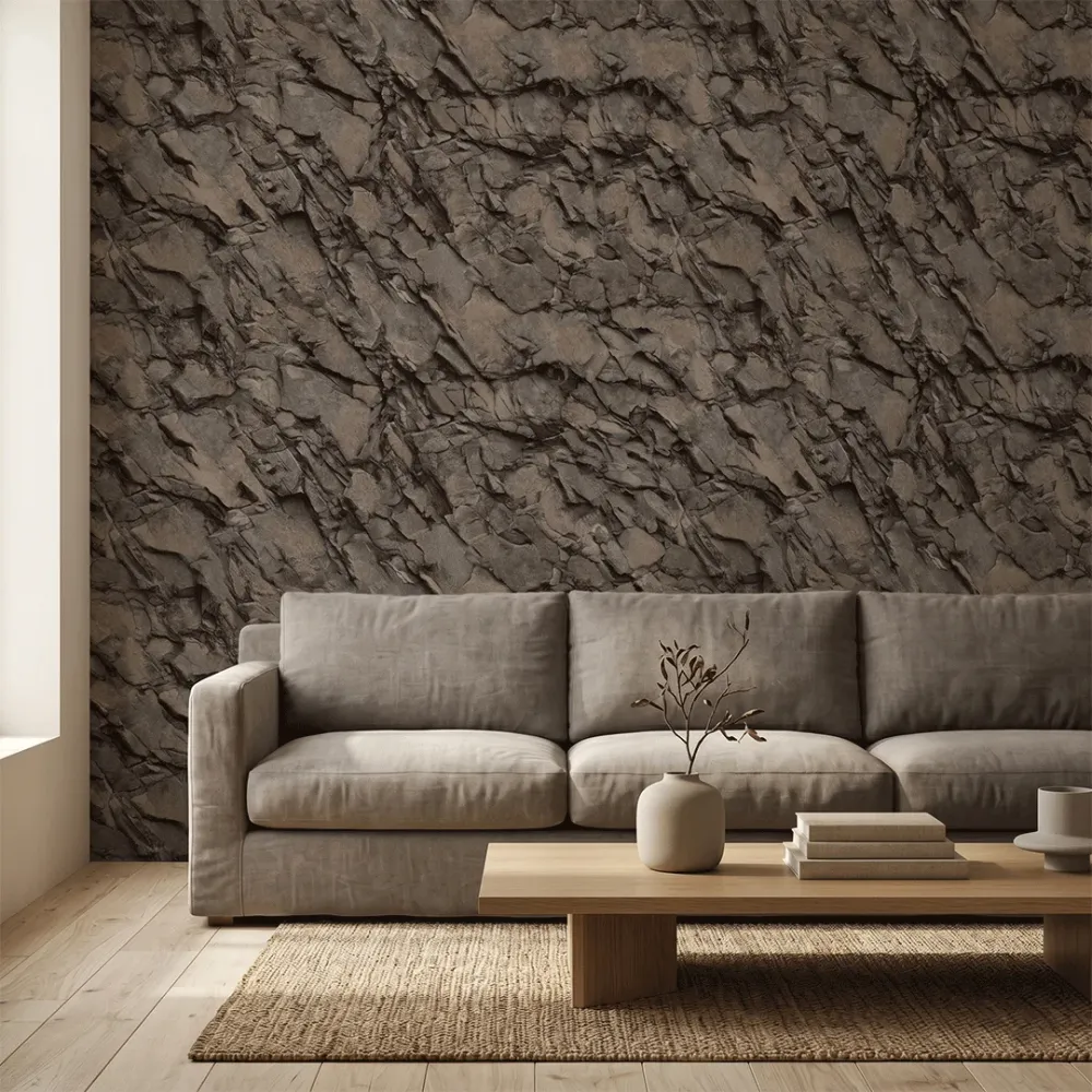 Mocha Slate Cliff Stone Wallpaper