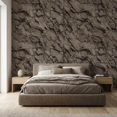 Mocha Slate Cliff Stone Wallpaper