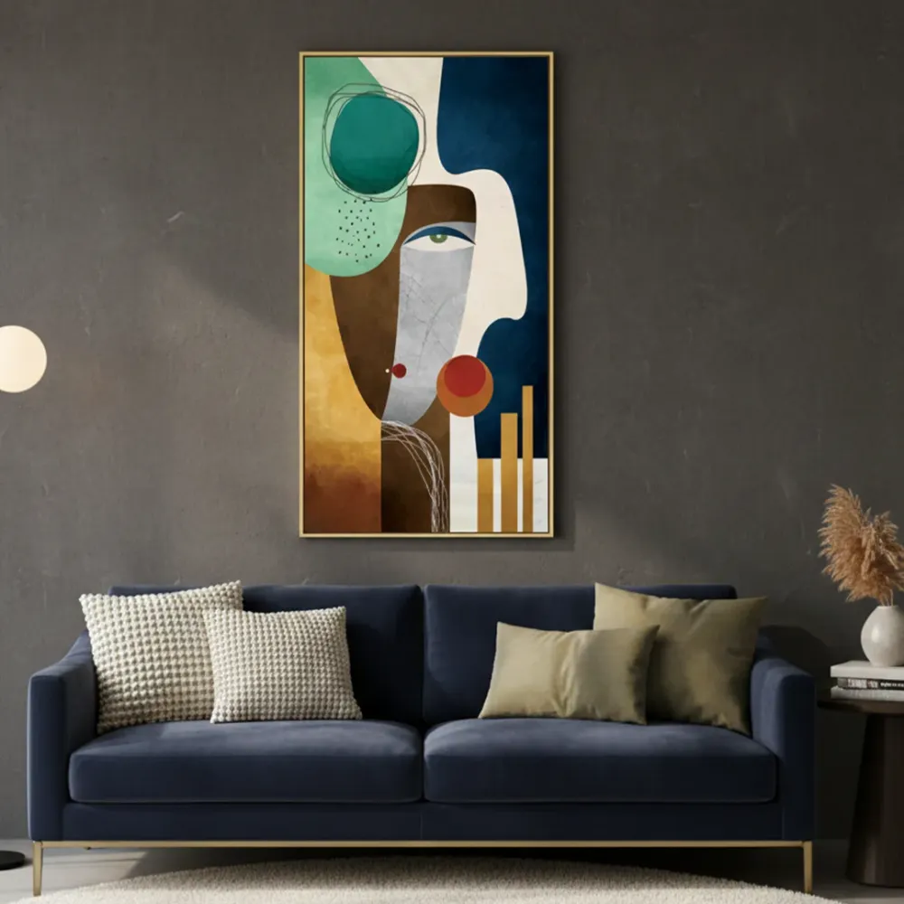 Modern Abstract Face Composition Contemporary Canvas Wall Painting With Frame