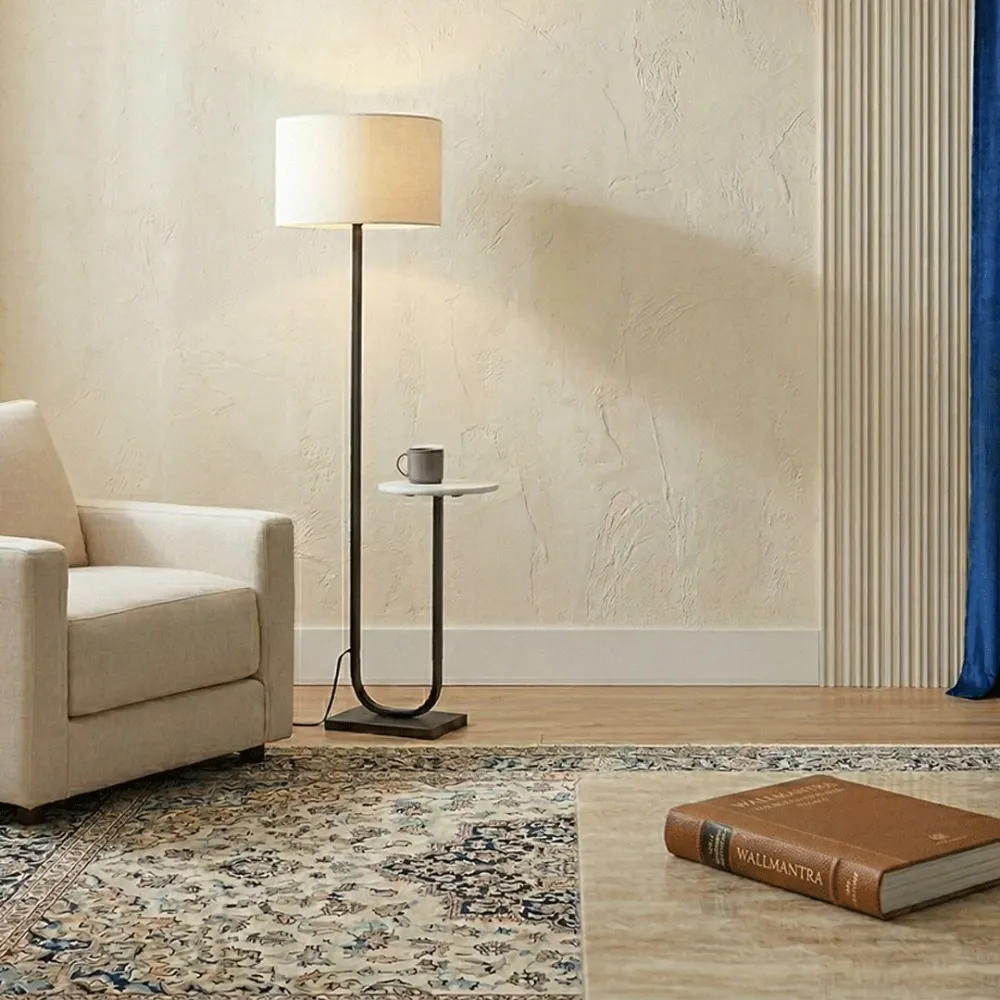 Modern Floor Lamp with Side Table 