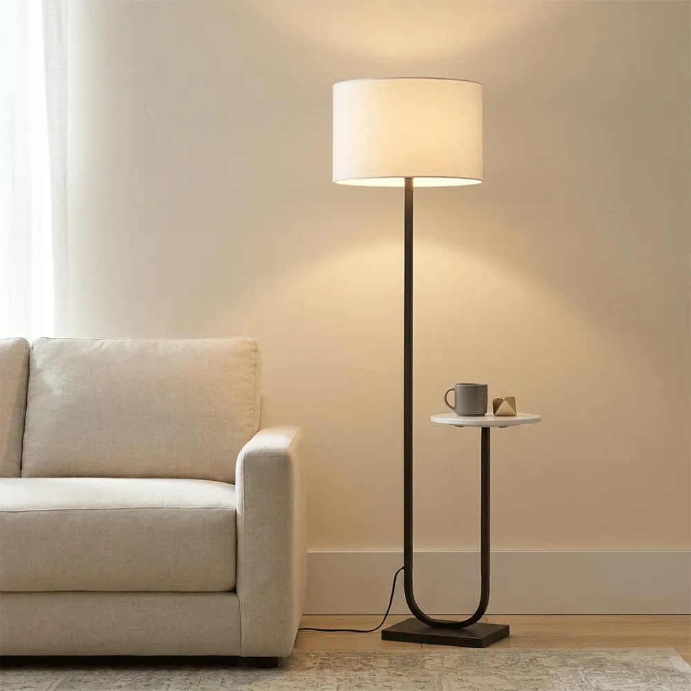 Modern Floor Lamp with Side Table 