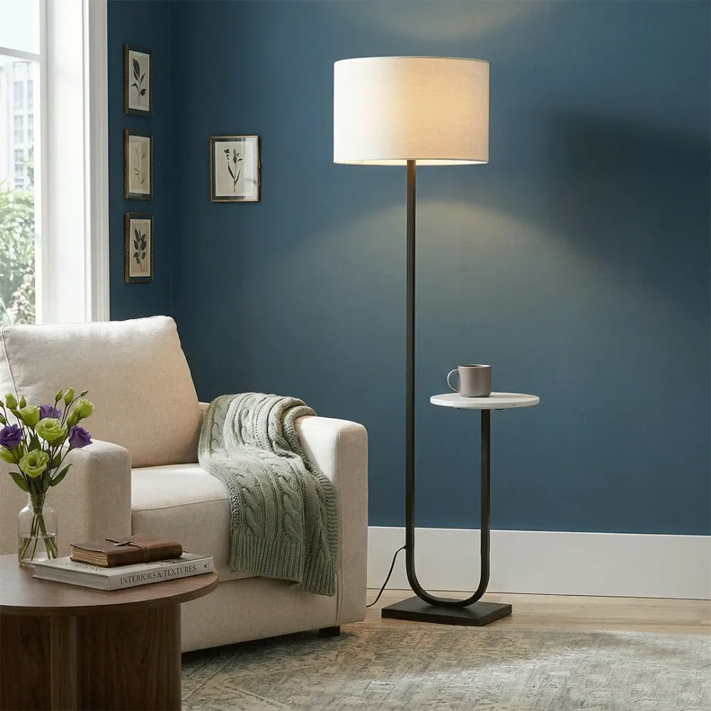 Modern Floor Lamp with Side Table 