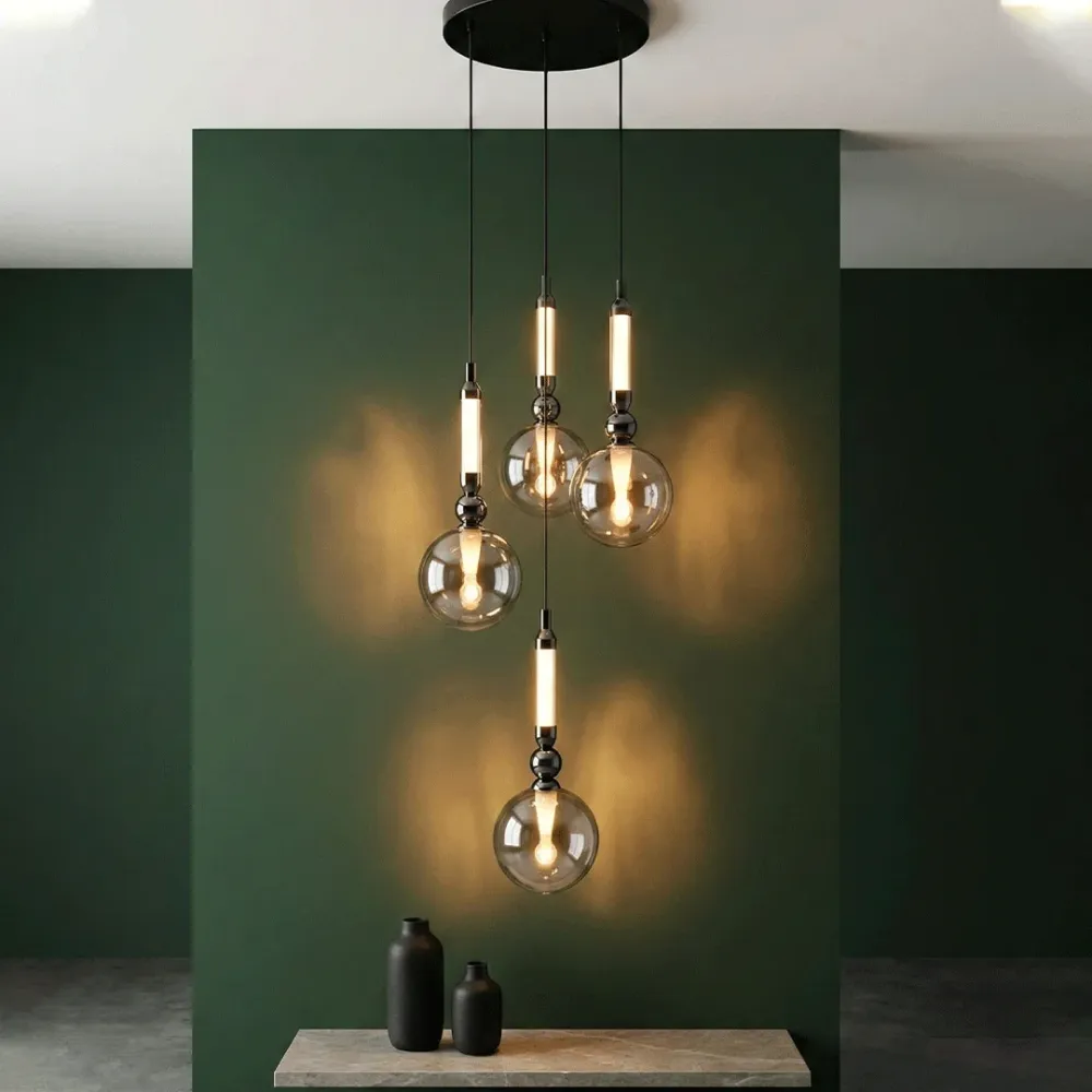 WallMantra Linear Glass Globe Cluster – Modern Hanging Light