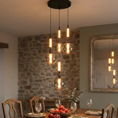 Modern Linear Glass Globe Cluster Pendant Light – Contemporary Hanging Ceiling Lamp