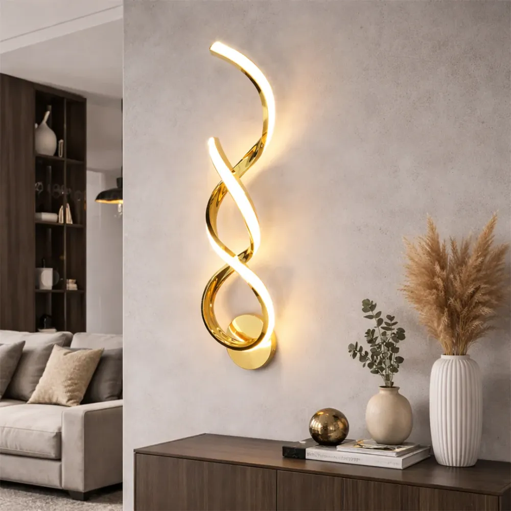Modern Spiral LED Wall Light – Gold Decorative Wall Lamp 