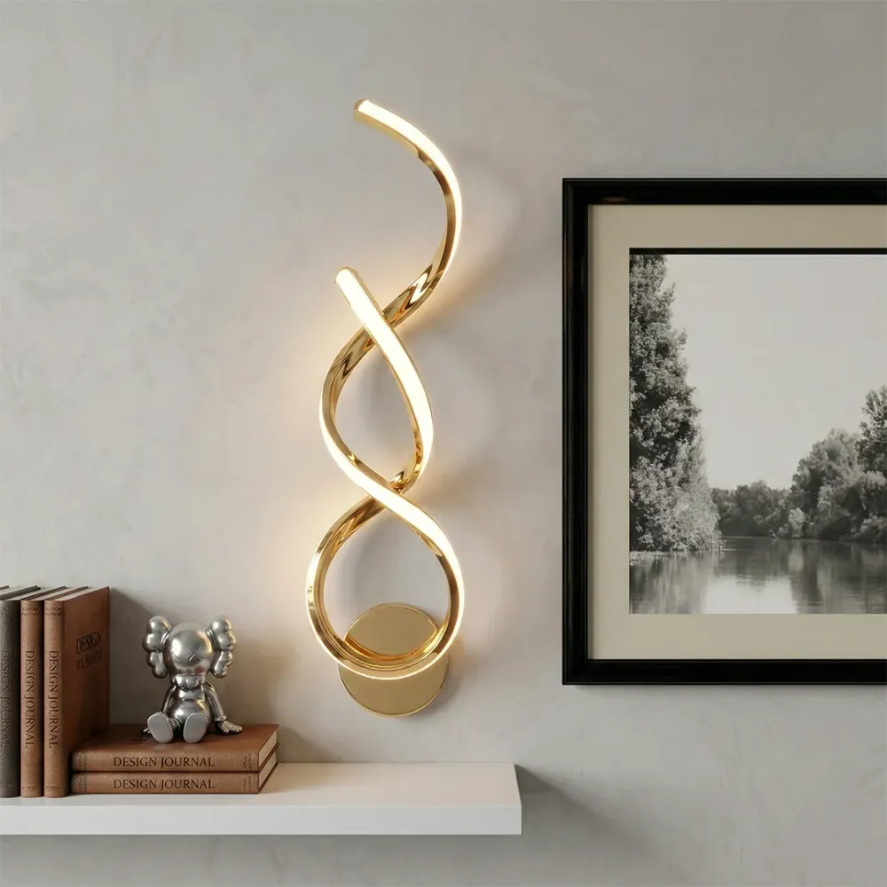 Modern Spiral LED Wall Light – Gold Decorative Wall Lamp 
