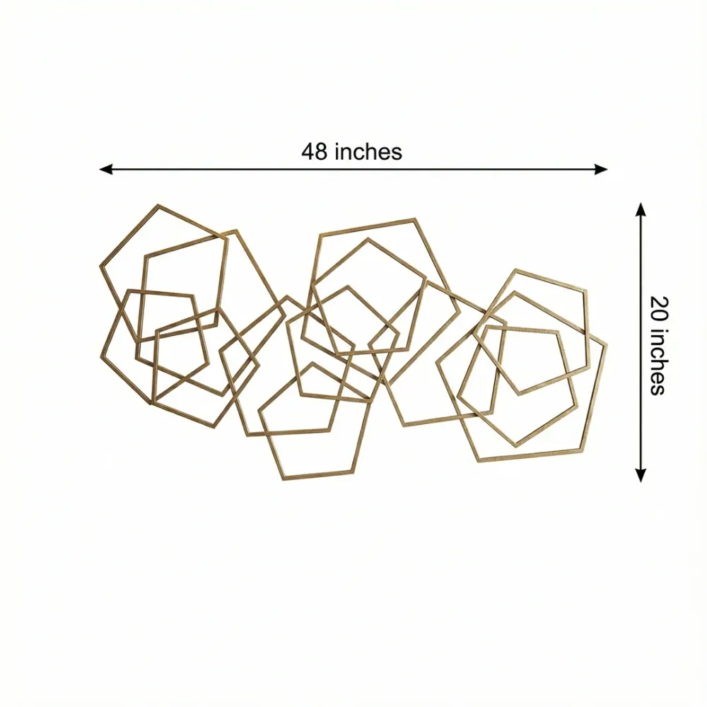 Modish Pentagonal Gold Metallic Wall Art