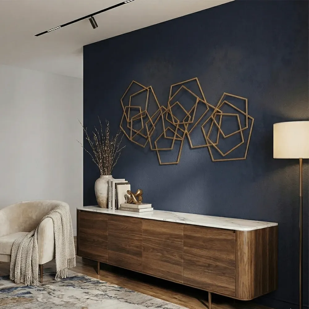 Modish Pentagonal Gold Metallic Wall Art