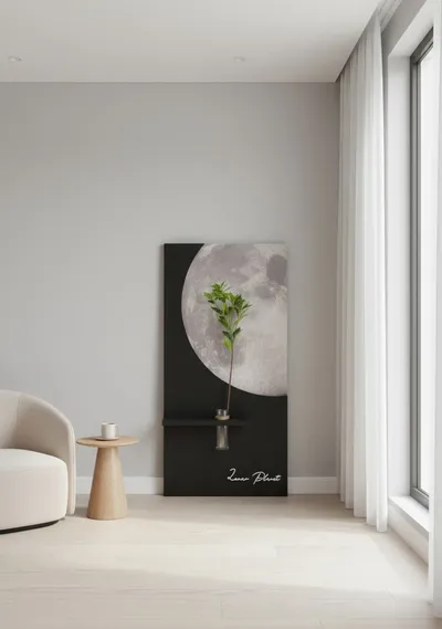 Moon & Leaf – LED Sandstone Sculpture