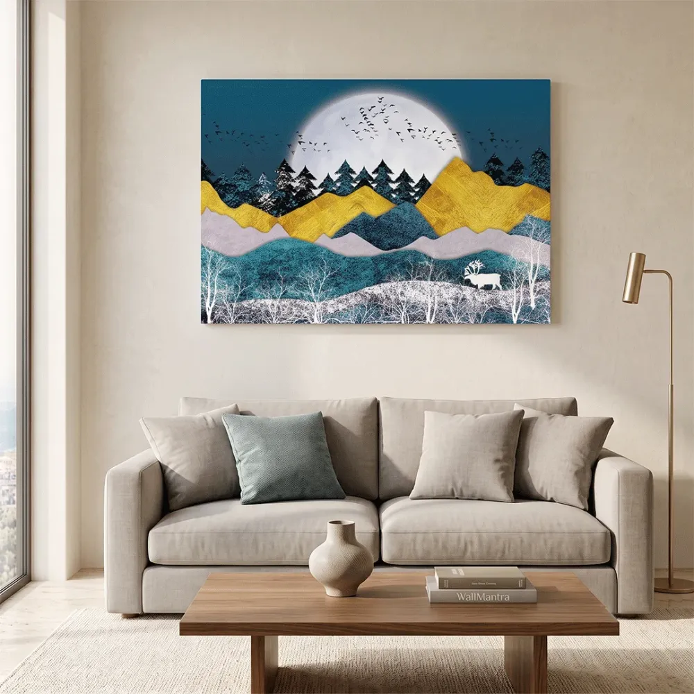 Moonlit Steepy Terrain Framed Wall Art With Frame