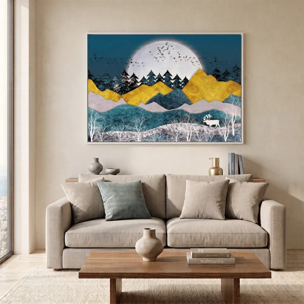 Moonlit Steepy Terrain Framed Wall Art With Frame