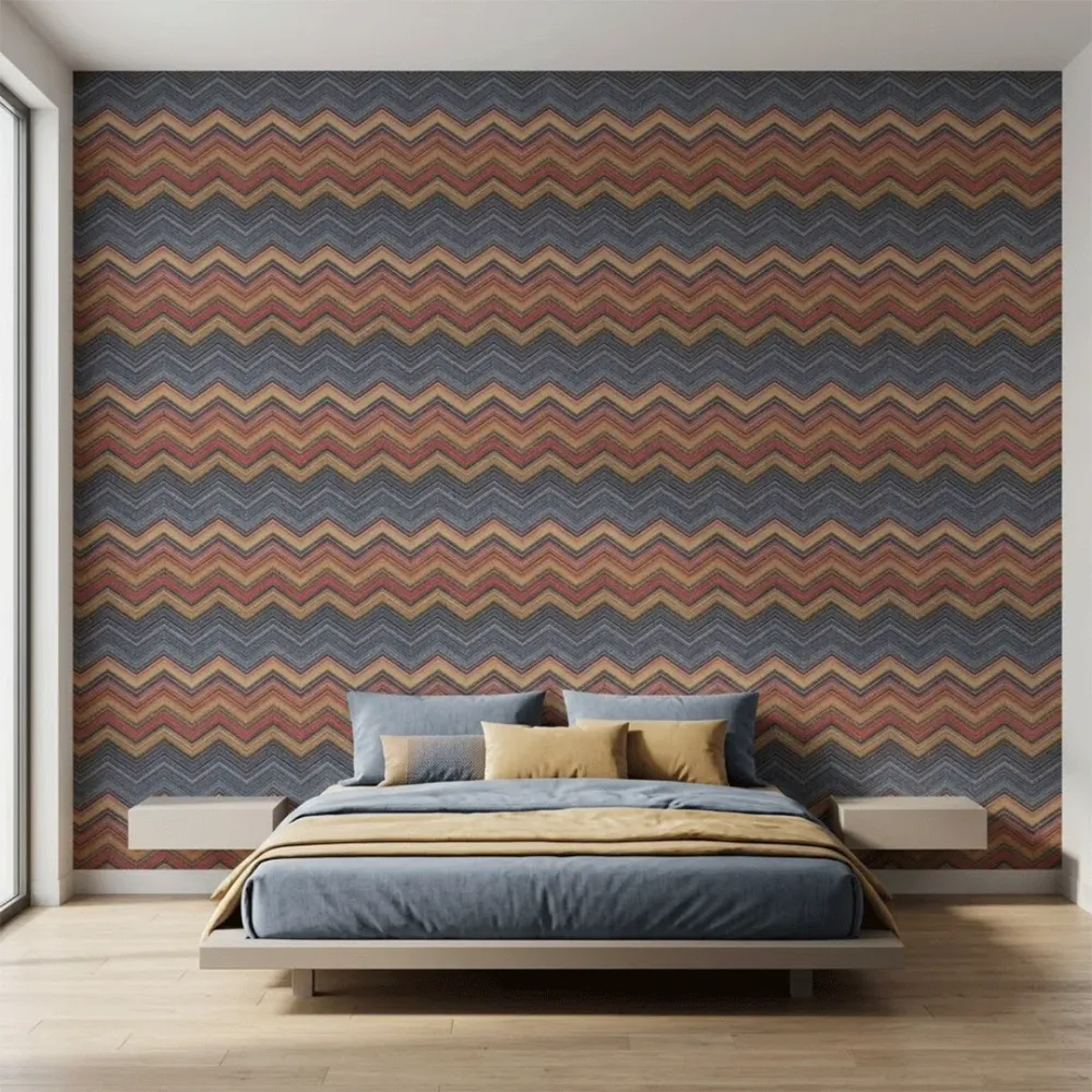 Multicolour Chevron Geometric Luxury Wallpaper