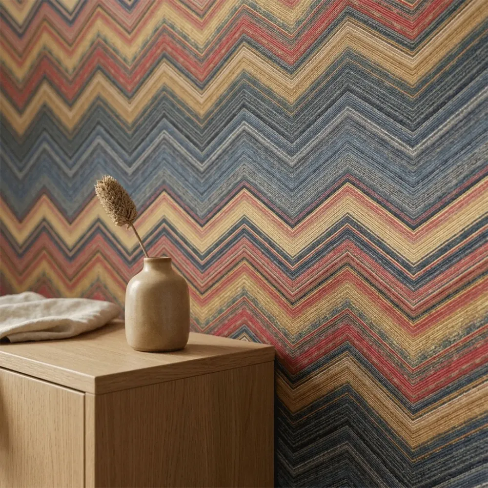 Multicolour Chevron Geometric Luxury Wallpaper