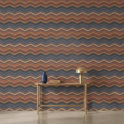 Multicolour Chevron Geometric Luxury Wallpaper