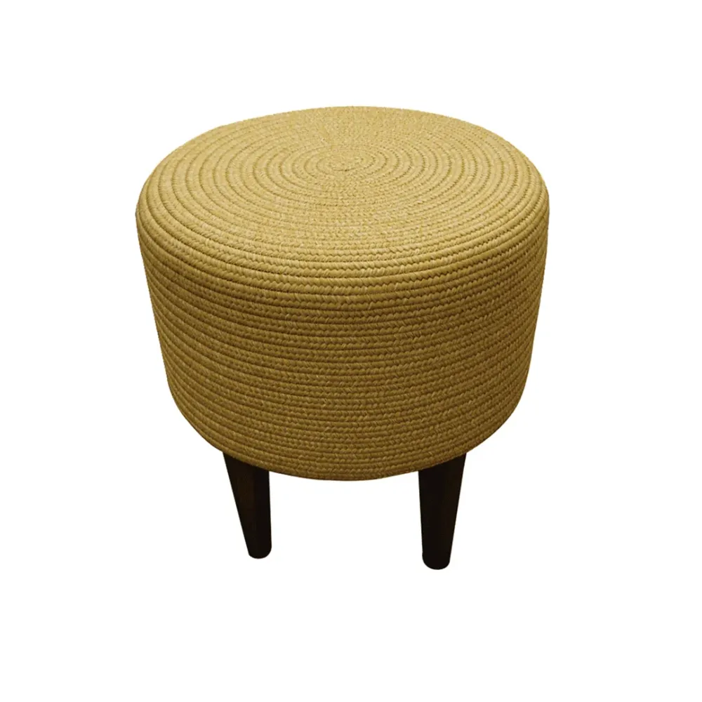 Mustard Haven Indoor Round Braided Pouffe Stool 