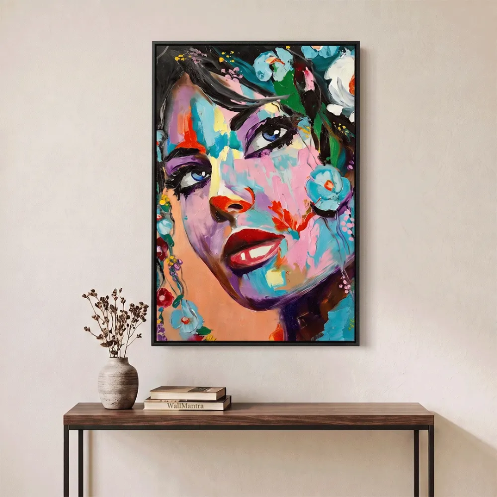 Mysterious Flower Girl Framed Wall art