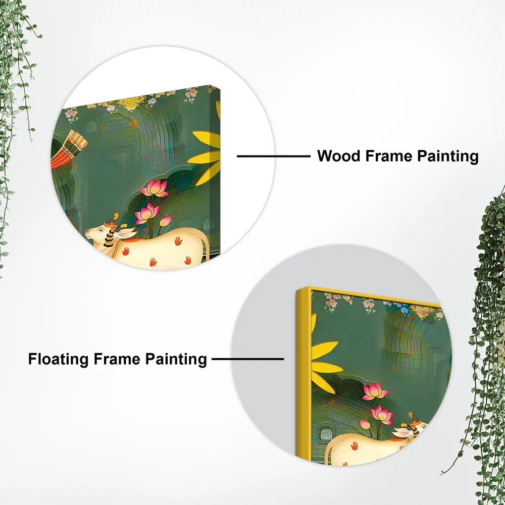 Sacred Blessings of Shrinathji Pichwai Canvas Wall Painting With Frame