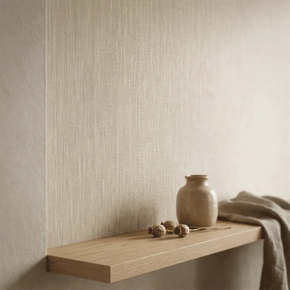 Natural Beige Linen Texture Wallpaper
