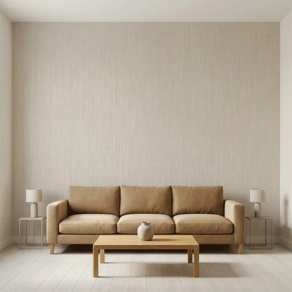 Natural Beige Linen Texture Wallpaper