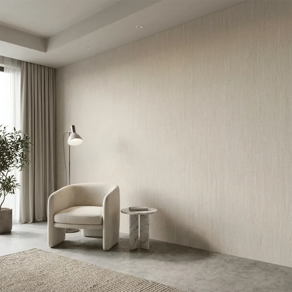 Natural Beige Linen Texture Wallpaper