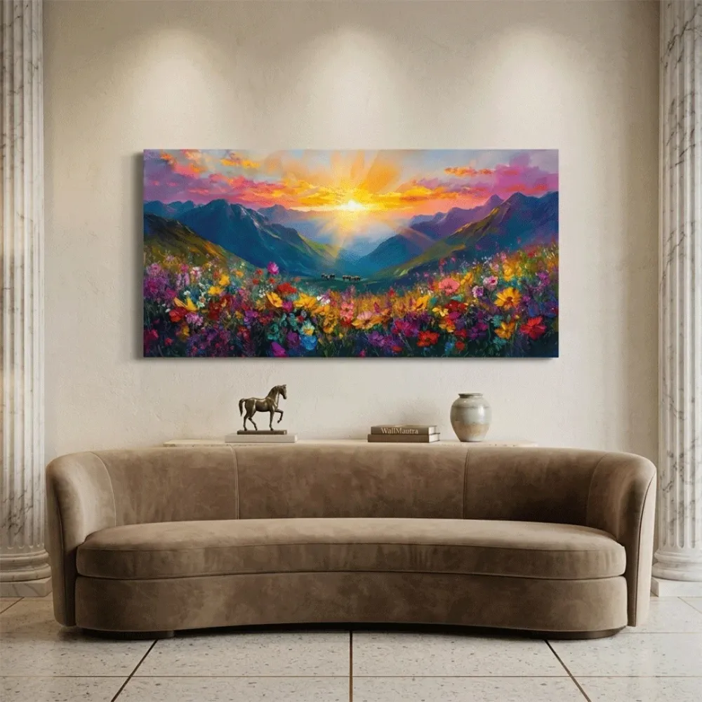 Nature's Embrace Panoramic Canvas Wall Painting With Frame