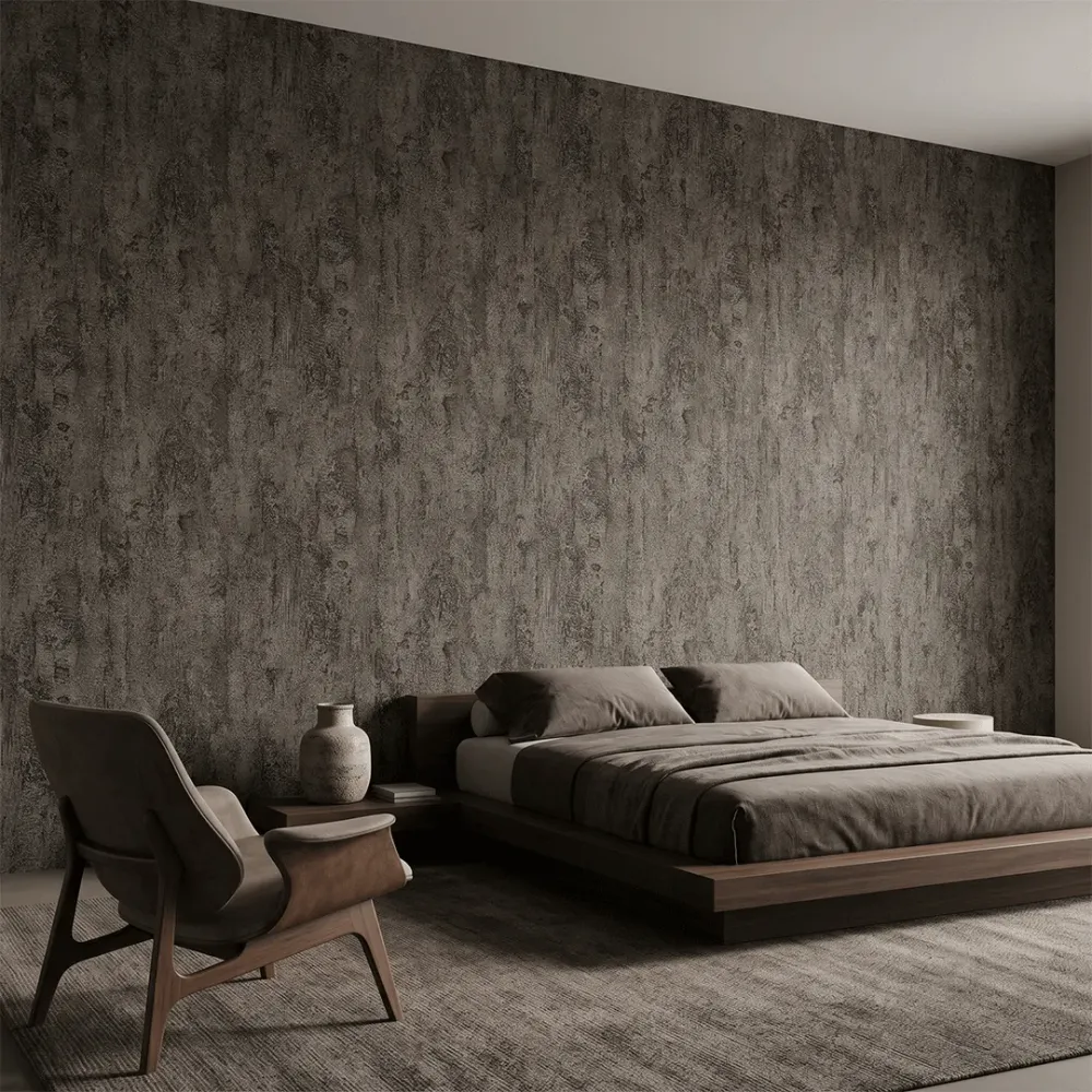 Obsidian Stone Textured Plaster Wallpaper