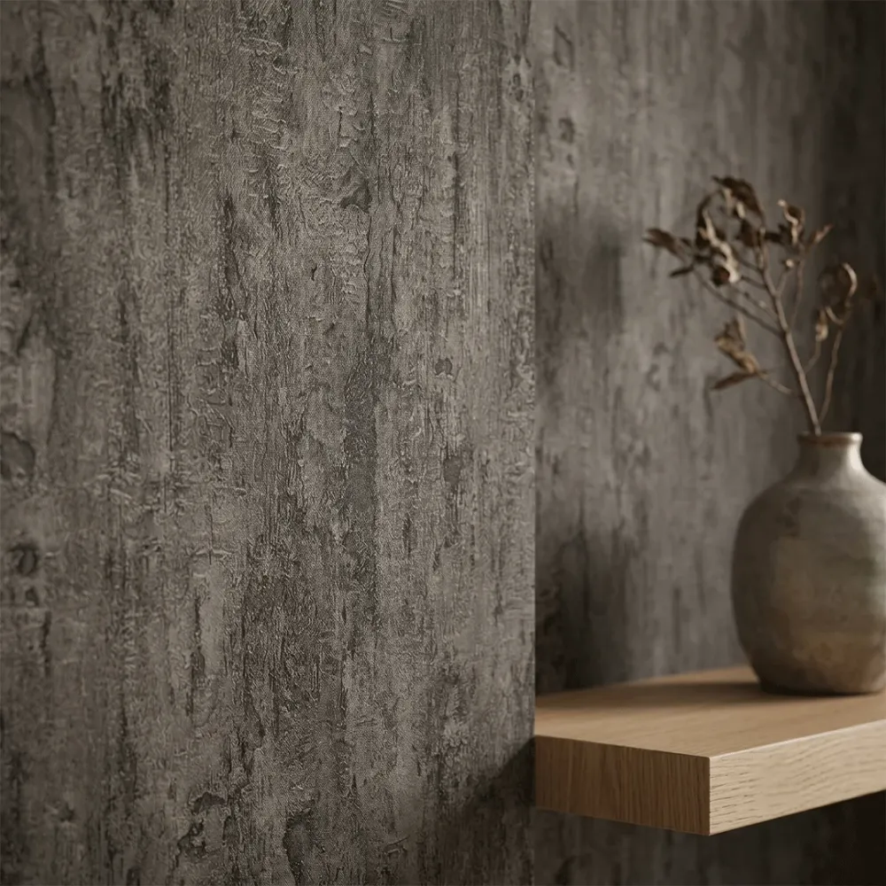 Obsidian Stone Textured Plaster Wallpaper