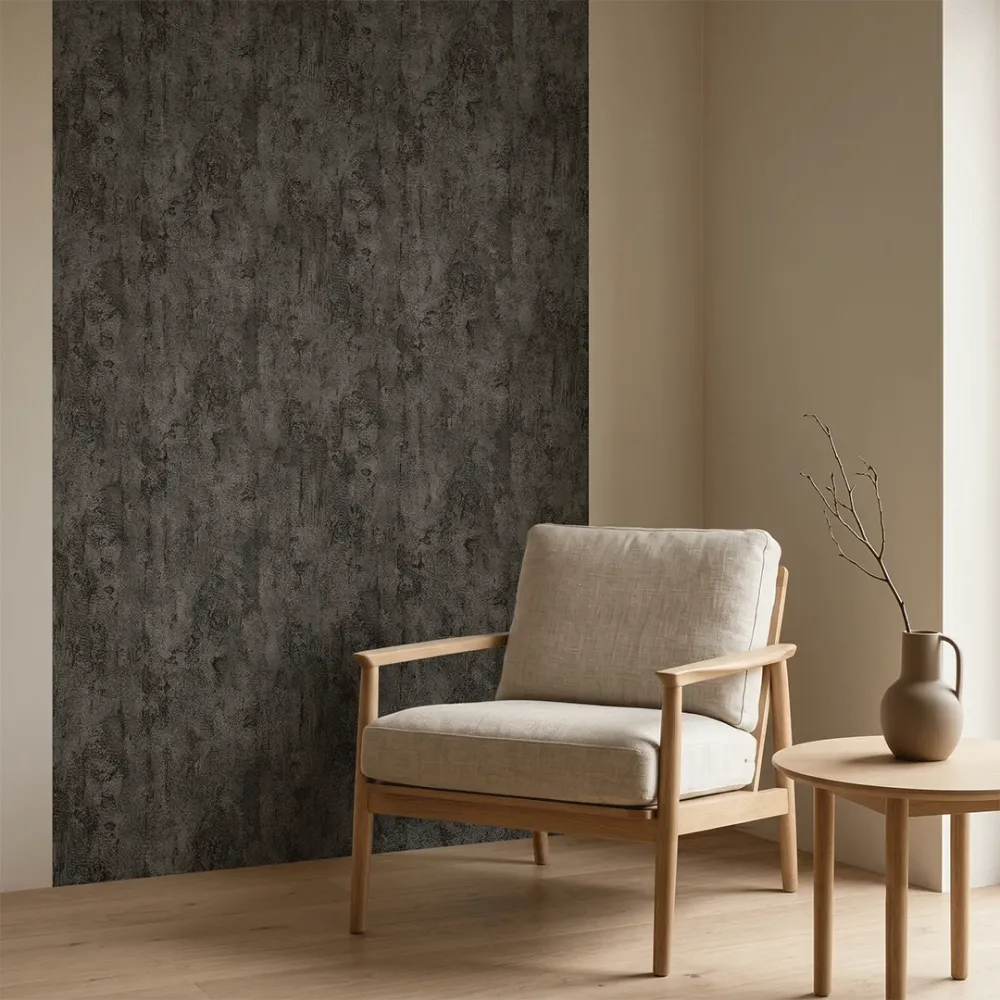 Obsidian Stone Textured Plaster Wallpaper