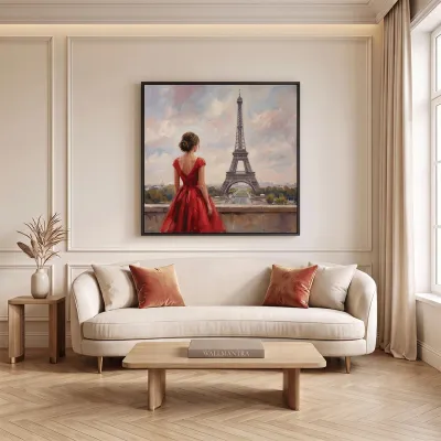 Paris Eiffel Tower Canvas Painting | Premium Paris Wall Art | 40 × 40 Inches