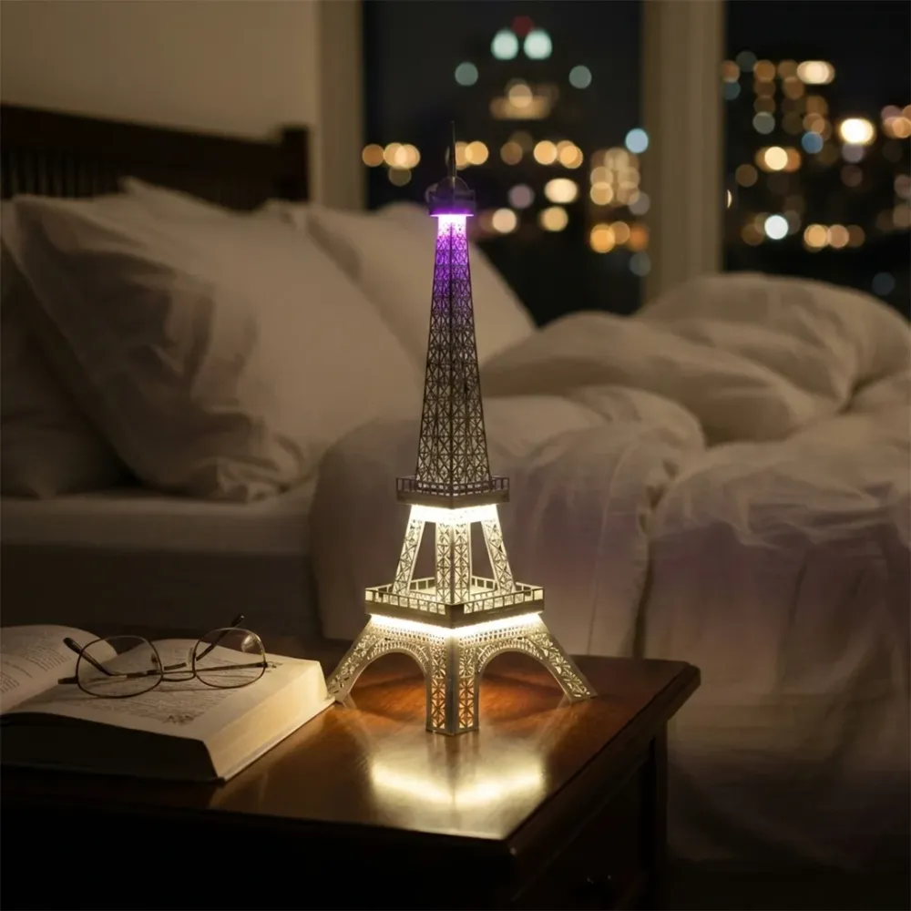 Paris Eiffel Tower Metal Table Lamp | Premium Decorative Night Lamp with Warm LED Glow 