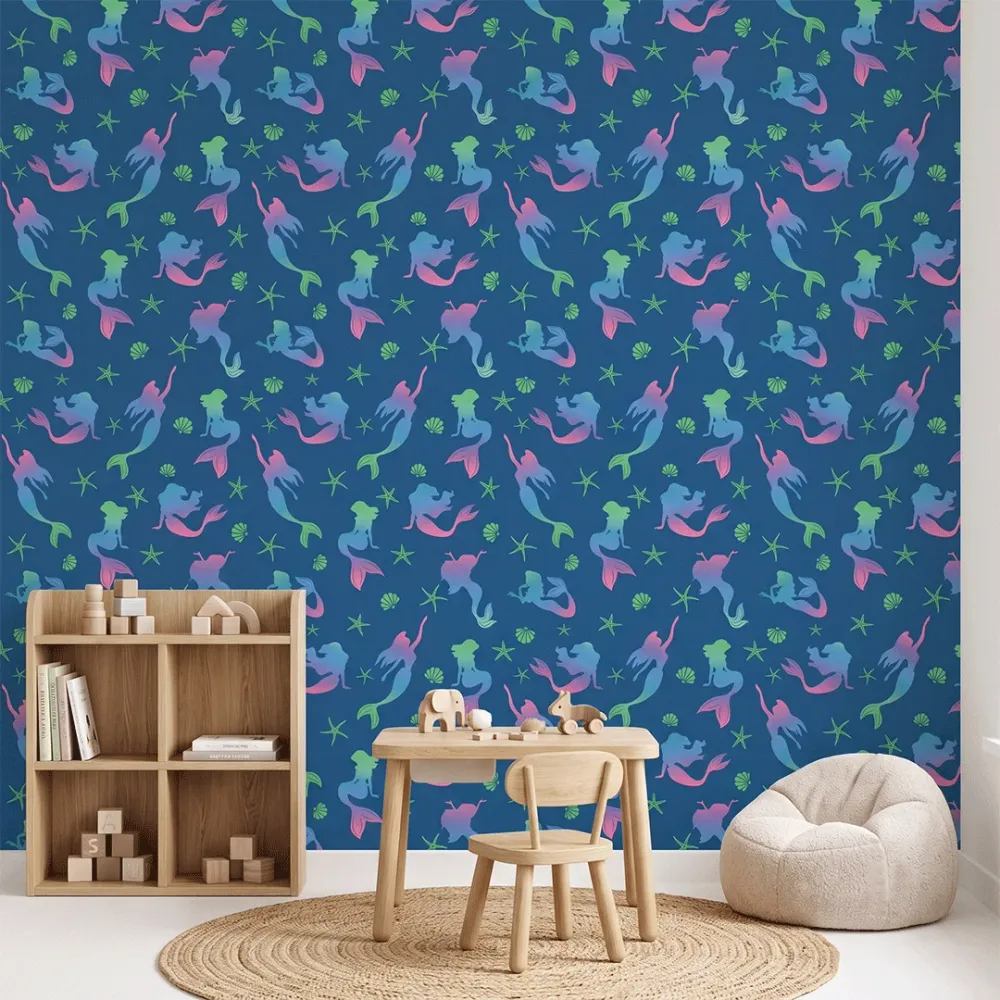 Deep Sea Mermaid Kids Wallpaper | Premium Korean Vinyl Nursery Wallpaper