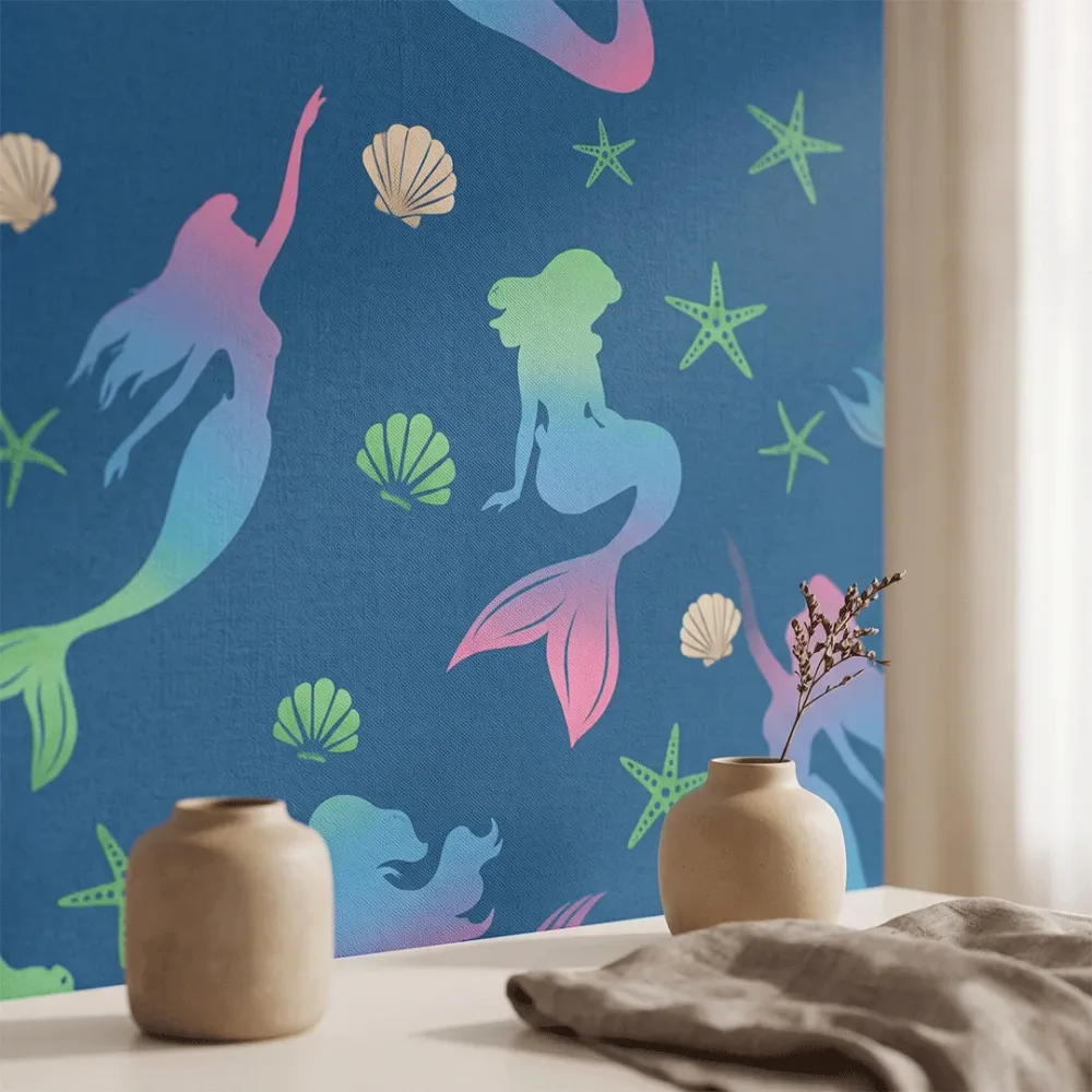 Deep Sea Mermaid Kids Wallpaper | Premium Korean Vinyl Nursery Wallpaper
