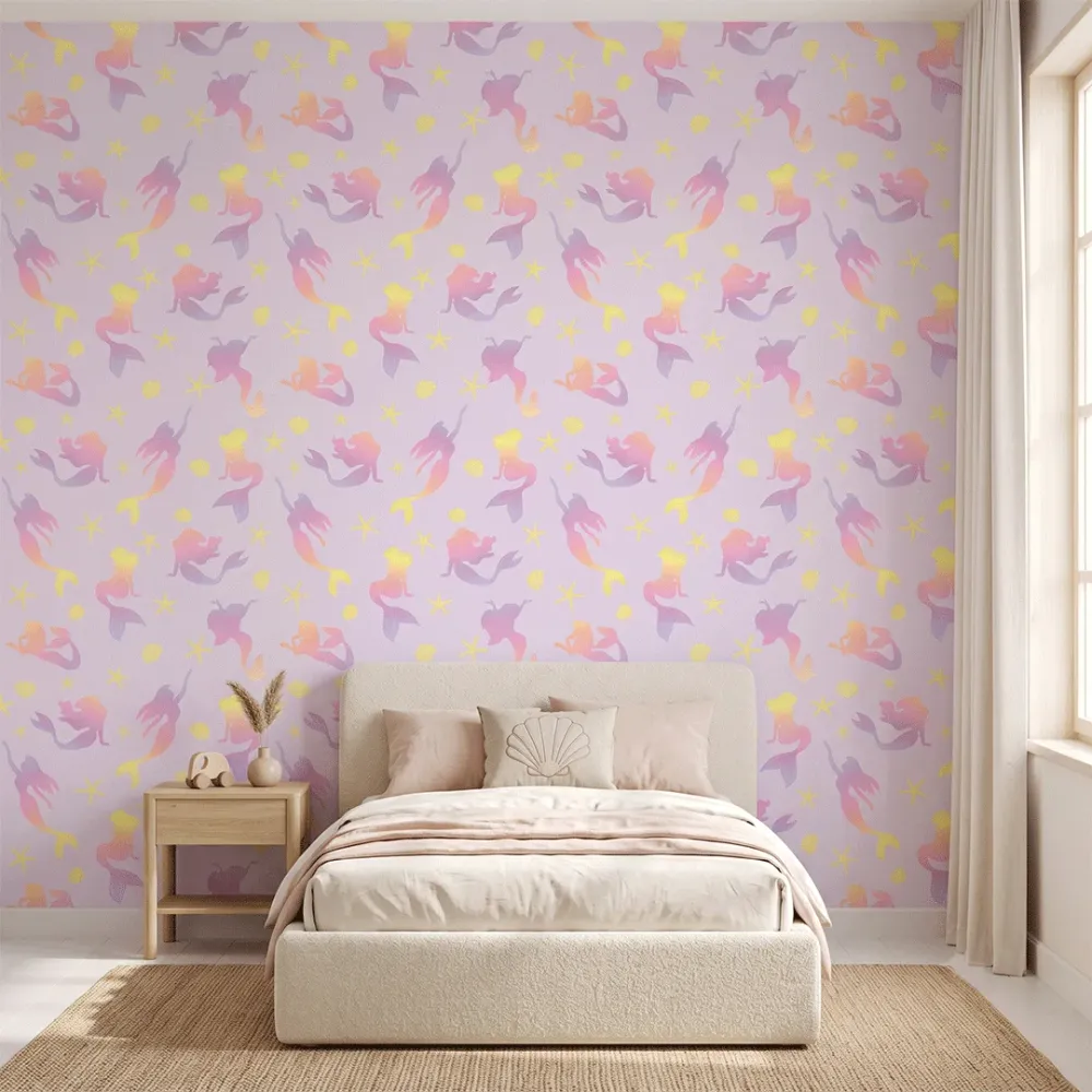 Pastel Mermaid Kids Wallpaper | Premium Korean Vinyl Nursery Wallpaper