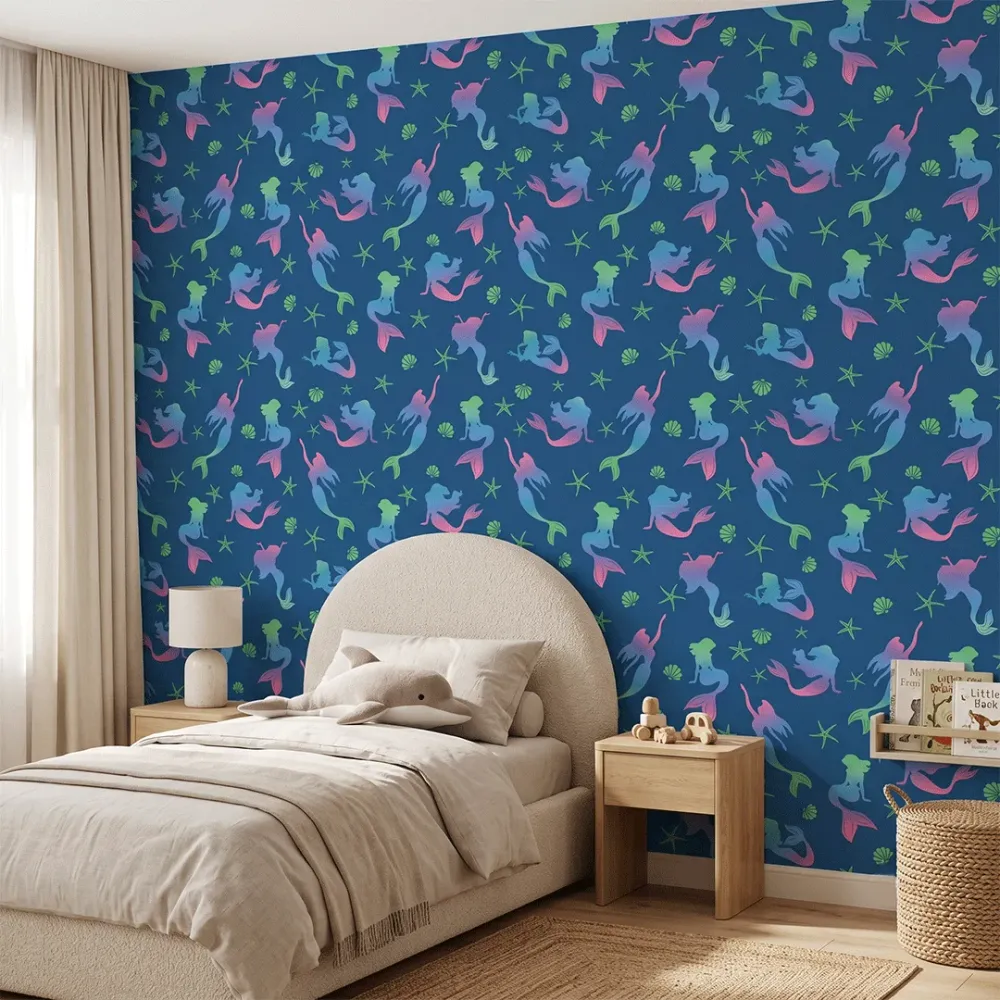 Deep Sea Mermaid Kids Wallpaper | Premium Korean Vinyl Nursery Wallpaper
