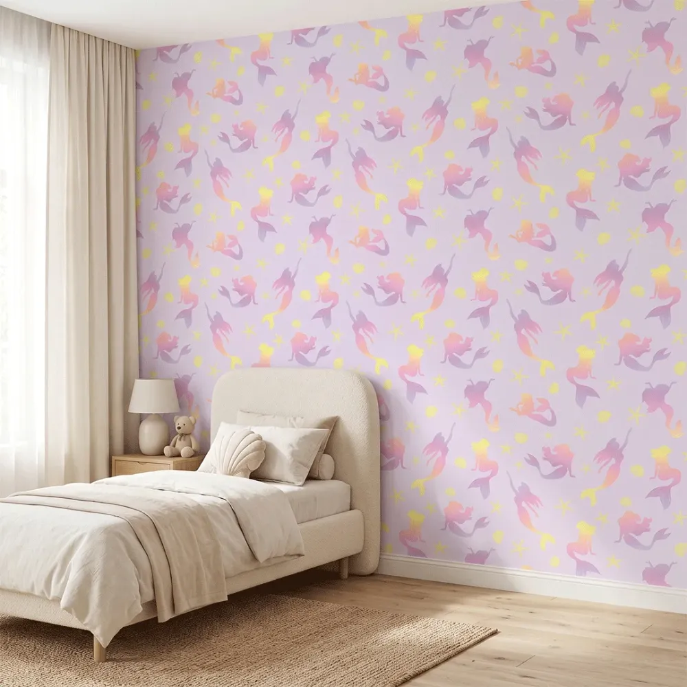 Pastel Mermaid Kids Wallpaper | Premium Korean Vinyl Nursery Wallpaper