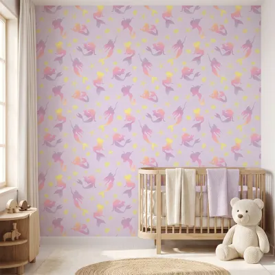 Pastel Mermaid Kids Wallpaper | Premium Korean Vinyl Nursery Wallpaper