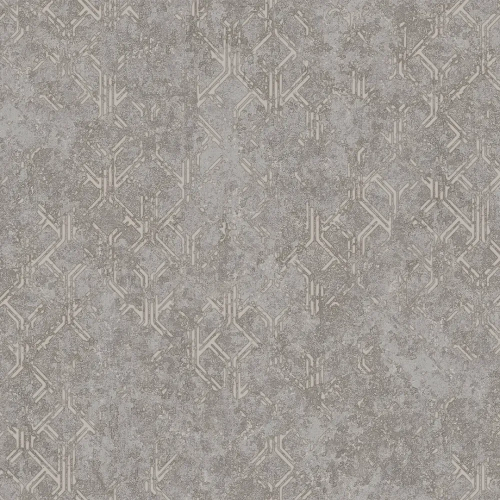 Pewter Grid Industrial Geometric Wallpaper