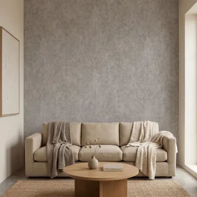 Pewter Grid Industrial Geometric Wallpaper
