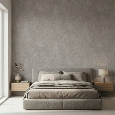Pewter Grid Industrial Geometric Wallpaper